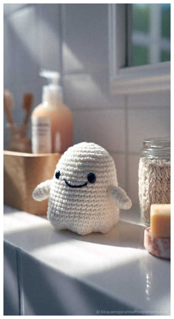Free Amigurumi Pattern: No sew mini ghost design for an authentic look, AI concept image.