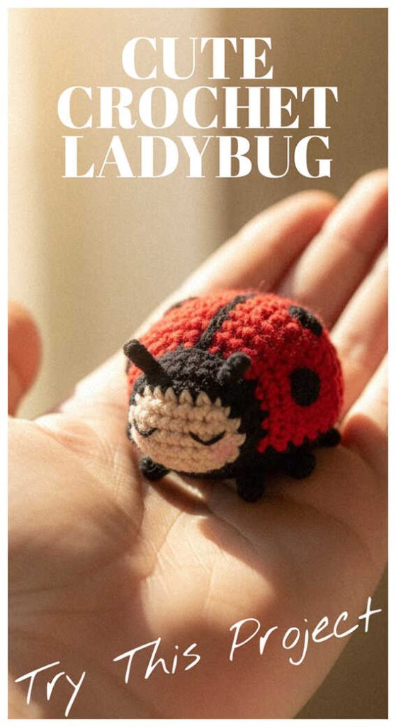 Amigurumi ladybug crochet toy in hand, tiny crochet ladybug plush you will want to make